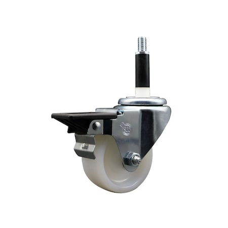 Service Caster 3'' Nylon Swivel 7/8'' Expanding Stem Caster with Brake SCC-EX20S314-NYS-PLB-78